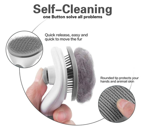 Pet Hair Brush for Small Dogs and Cats, Long Handle, Lightweight, Gray, grey...