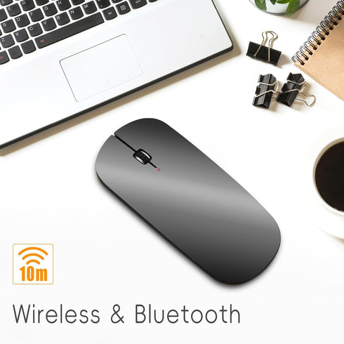 KANG RUI Bluetooth mouse Slim Mini Portable Flat Travel Wireless mouse Rechargeable t Ultra-Thin Mice Quie Compatible with Laptop PC Notebook Tabl...