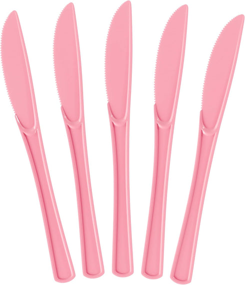 Exquisite Disposable Pink Plastic Knives 50 Pcs - Heavy Duty Pink Plastic Disposable Cutlery - Pink Disposable Flatware, Pink Plastic Silverware, ...