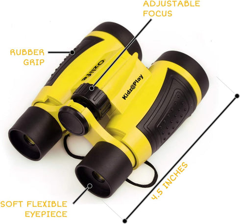 Adventure Kidz Outdoor Exploration Kit, Yellow Backpack, Binoculars, Magnifying Glass, Lensatic Compass, Fox Whistle for Boys and Girls...