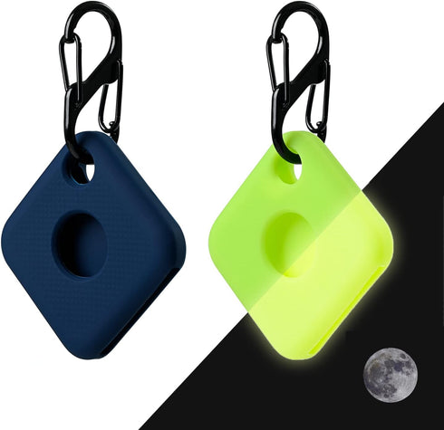 Silicone Case for Tile Pro 2020 & 2018 with Keychains, 2 Pack Anti-scratch Protective Cover with Carabiner (Navy/Fluorescent Green)...