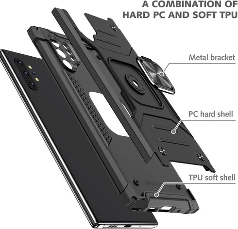 for Samsung Galaxy Note 10 Plus Case 5G Case Military Grade Built-in Kickstand Holster Armor Heavy Duty Shockproof Cover Protective for Galaxy Not...