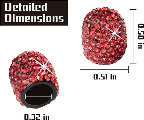 JUSTTOP 4 Pack Handmade Crystal Rhinestone Car Tire Valve Stem Caps, Universal Fit for Cars, Trucks, Motorbikes - Red...