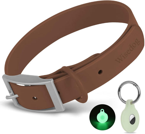 Adjustable Dog Collar with Airtag Holder: Durable Dog Collars, Soft Rubber Coated Webbing, Waterproof and Easy to Clean, for Small Medium Large Do...