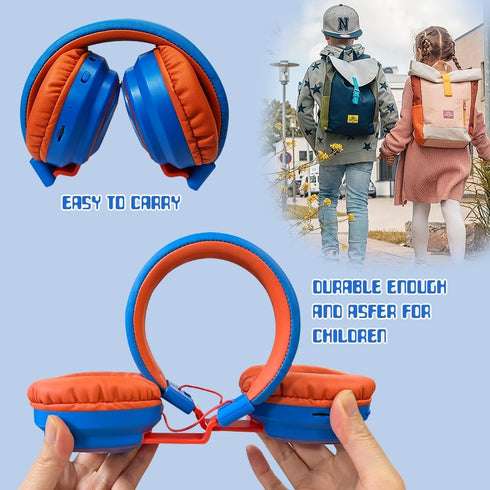 Kids Headphones Bluetooth 5.3 Wireless 60H Play Time Volume Limited 85/110dB Over Ear Foldable Headset with Cable Aux Mic for iPad Notebook Boy Gi...