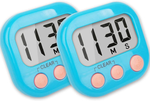 2 Pack Kitchen Timers Loud Ring Digital Timers for Cooking Magnetic Blue...
