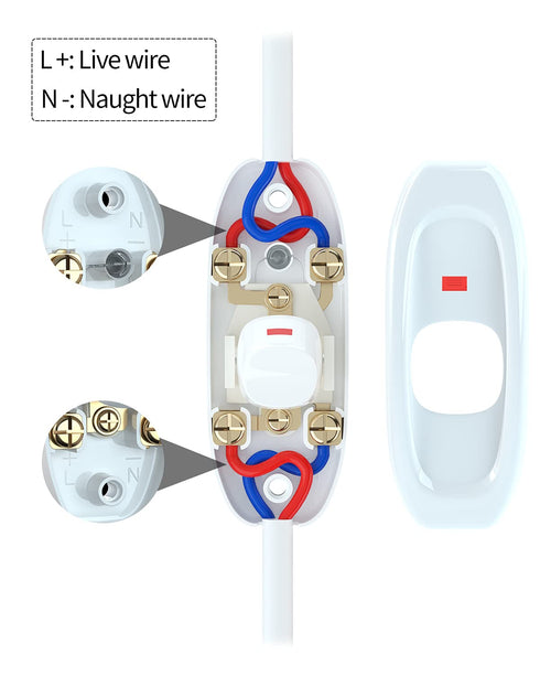 2 Pack Appliance Switch On/Off Button Table Lamp Desk Light in-line Cord Switch 250V 10A, White...