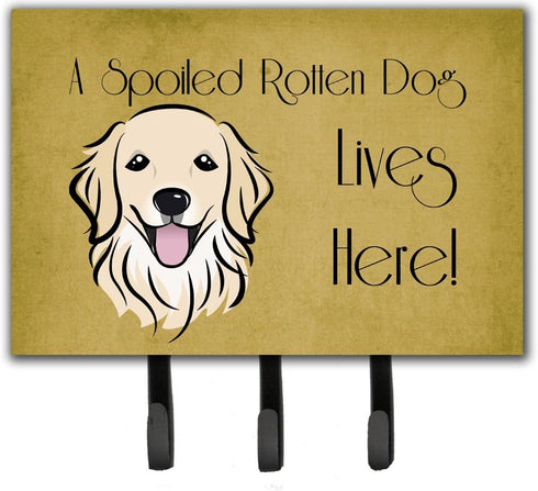 Caroline's Treasures BB1453TH68 Golden Retriever Spoiled Dog Lives Here Leash or Key Holder, Large, Multicolor...
