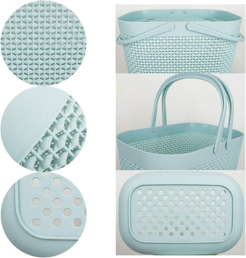UUJOLY Plastic Organizer Storage Baskets with Handles, Shower Caddy Bins Organizer for Bathroom and kitchen (Blue)...