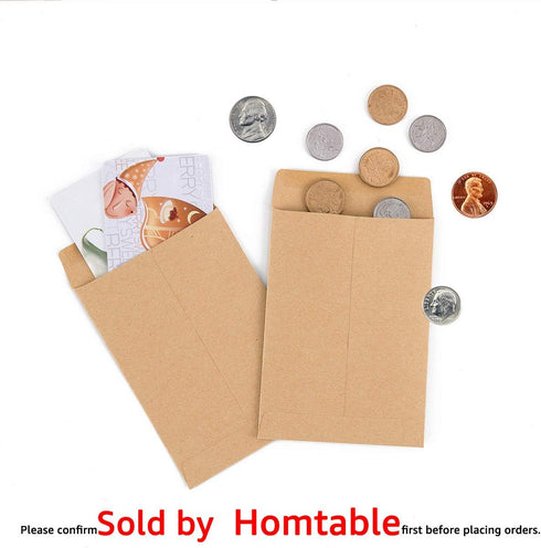 200 Pack Small Coin Envelopes Self-Adhesive Kraft Paper Seed Envelopes Mini Parts Small Items Stamps Storage Packets Envelopes for Garden, Office ...