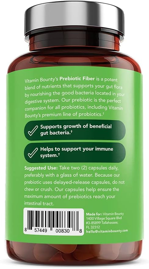 Vitamin Bounty Prebiotic Fiber Digestive Support with PreforPro® - Enhances Probiotic Effectiveness, Supports Digestive Health & Immune System, Re...
