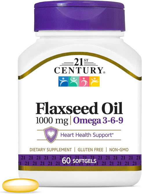 21st Century Flaxseed Oil 1000 mg Softgels, 60 Count (22407)...