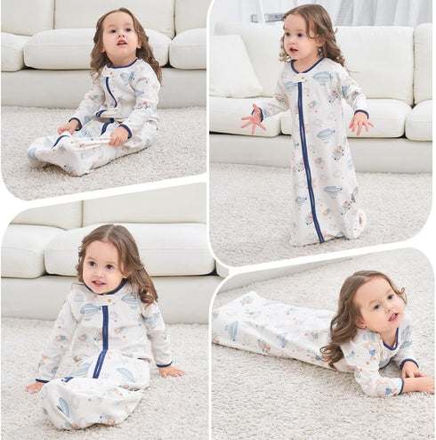Long Sleeve Sleep Sack, 100% Cotton Baby Sleeping Bag 0-18 Months Baby Wearable Blanket Super Soft Temp Regulating Premium Infant Toddler Kids Sle...
