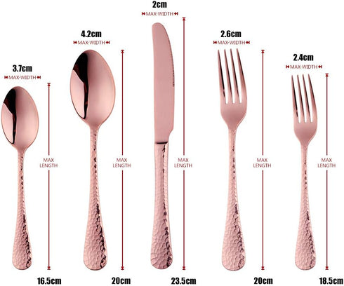 5-Piece Rose Gold Silverware Flatware Set Service for 1 Stainless Steel Cutlery Set Include Dinner Knife Table Fork Table Spoon Salad Fork Tea Spo...