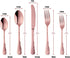 5-Piece Rose Gold Silverware Flatware Set Service for 1 Stainless Steel Cutlery Set Include Dinner Knife Table Fork Table Spoon Salad Fork Tea Spo...