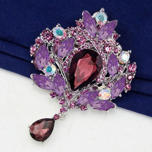 4pcs Purple Crystal Rhinestone Brooches For Wedding Bouquet Decoration...