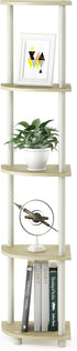 Furinno Turn-N-Tube 5 Tier Corner Display Rack Multipurpose Shelving Unit, 1-Pack, Cream Faux Marble/White...