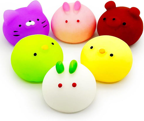 6 Pcs Mochi Squishy Toys for Kids Party Favors, Mini Round Animals Toys Kawaii Squishies for Classroom Prizes, Easter Basket and Goodie Bag Stuffe...