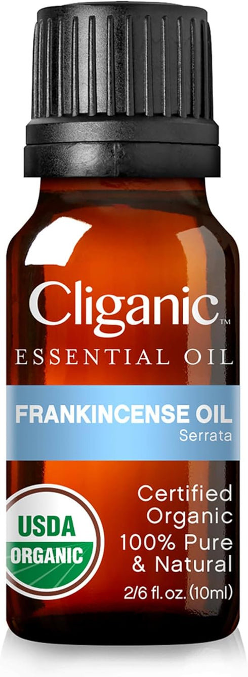 Cliganic Organic Frankincense Essential Oil - Boswellia Serrata, 100% Pure Natural Undiluted, for Aromatherapy | Non-GMO Verified (Packaging May V...