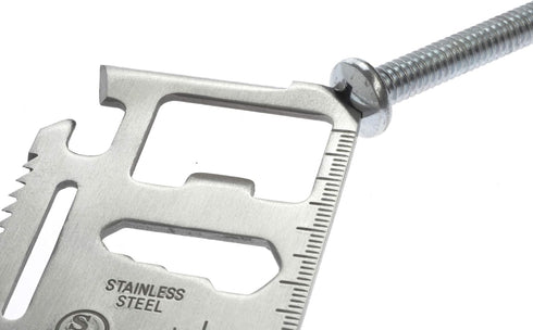 SE 11-Function Stainless Steel Survival Pocket Tool - Compact, Credit Card-Sized Multi-Tool with Leatherette Case - Ideal for Camping, Hiking, and...