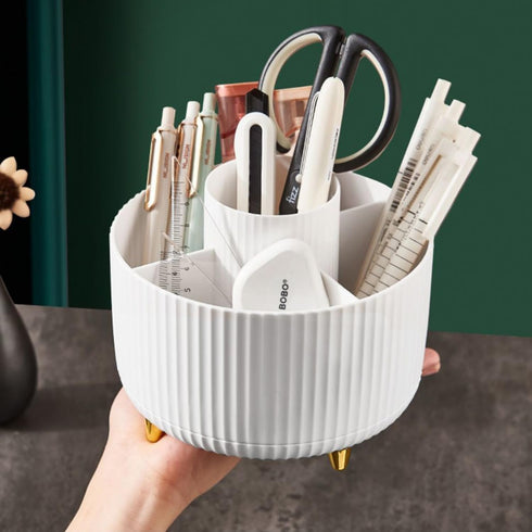 Desk Pencil Pen Holder, 5 Slots 360°Degree Rotating Pencil Pen Organizers for Desk, Desktop Storage Stationery Supplies Pencil Cup Pot for Office ...