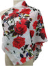 Beautiful Imitate Silk 100% Polyester Chiffon Fabric 1pcs Wide 59 Inch x 2Yard Length,Red Rose Flower Digital Printing Fabric Patchwork Sewing Mat...