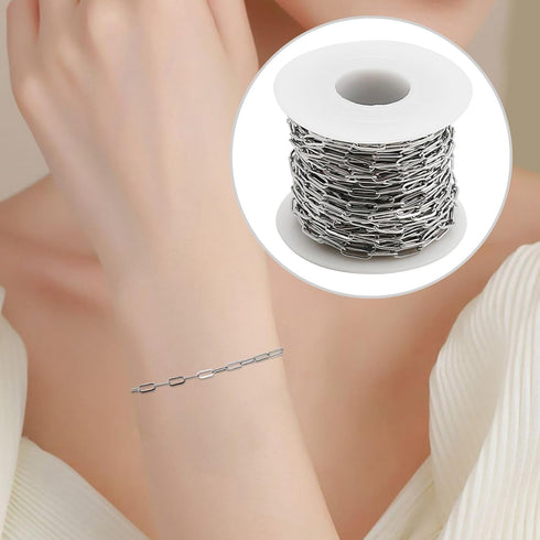 DIY 10M 32.8 Feet Gold Chain Roll Chains Stainless Steel Cable Chain Necklace Chains with Jump Rings Lobster Clasps for Women Adults Jewelry Makin...