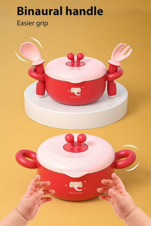 Baby heat preservation bowl 3-piece se,Baby food supplement bowl,Baby Feeding Set with Spoon for Babies Kids Toddlers - First Stage Self Feeding R...