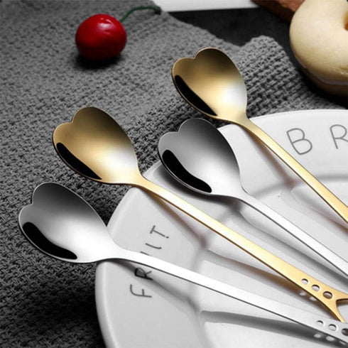 2Pcs Heart Shaped Spoons Love Spoons Stirring Spoon for Coffee,Tea,Ice Cream,Dessert for Mother's Day with Gift Box,LS004-Golden...