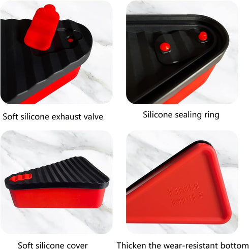 Pizza Leftover Storage Container with 2 Pizza Trays,Reusable Pizza Slicone Container,Silicone Food Container Lunch Box Withstand Temperature in -4...