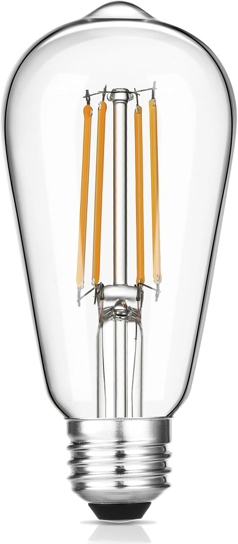 Vintage LED Edison Bulbs, 6W, Equivalent 60W, Dimmable, High Brightness Warm White 2700K, ST58 Antique LED Filament Bulbs with 90+ CRI, E26 Medium...