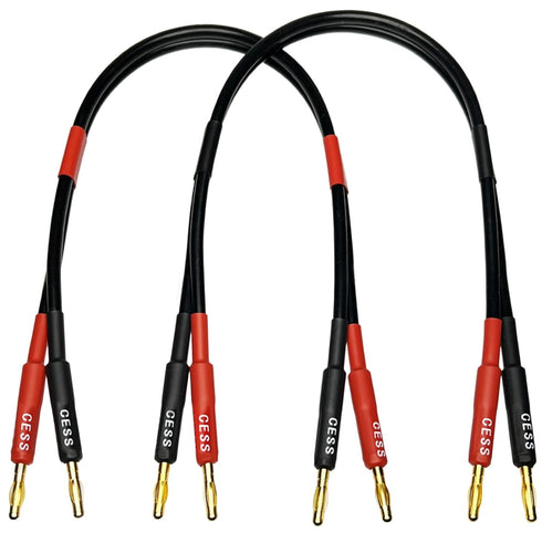 CESS-037-2f Banana Plug Male to Male Speaker Cable 12 Gauge 680 Strand Count Silicone Soft Wire, 2 Cables (2 FEET)...