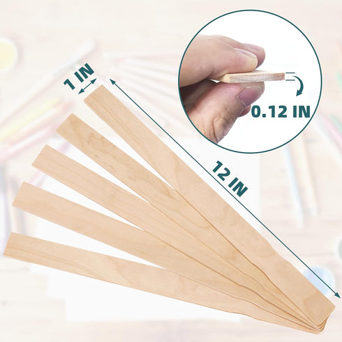 30 Pack 12 Inch Paint Stir Sticks - Wooden Paint Sticks for Mixing, Large Popsicle Sticks for Crafts, Paint Stirrers for Epoxy Resin, Garden Marke...