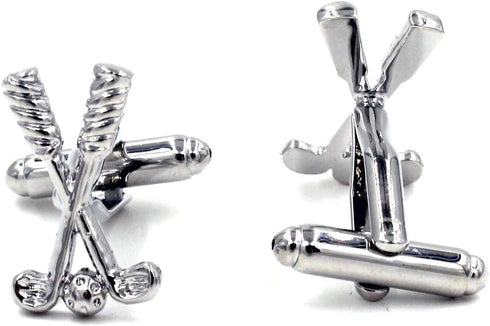 Golf Symbol Silver Pair of Cufflinks & Tie Bar Clip...