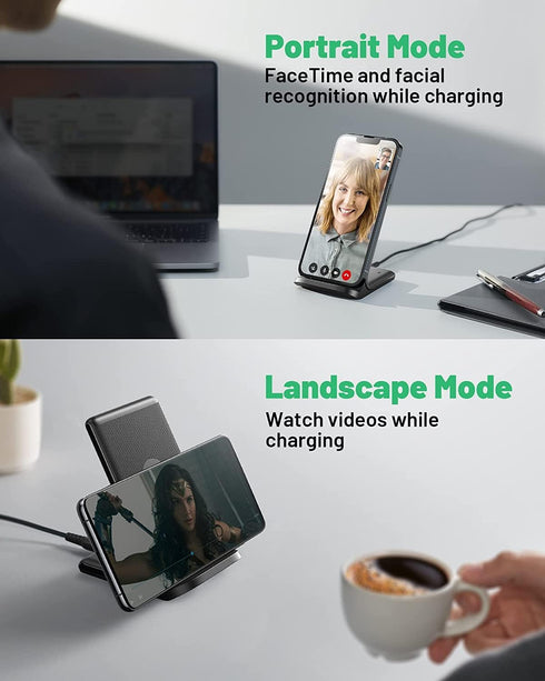 Wireless Charging Station,15W Fast Wireless Charging Station with Sleep-Friendly Adaptive Light,Compatible with Samsung Galaxy, Google LG, etc?Bla...