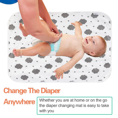 Baby Diaper Changing Pad, 21 5/8" x 31.5" Waterproof Changing Pad Liners - Reusable Soft and Absorbent Portable Changing Mat(Cloud1PCS)...