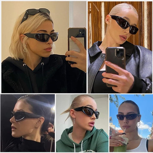 Fashion Y2K Wrap Around Sunglasses for Men Women 2000s Accessories Cool Cyber Glasses Biker Shades Shield (Black Frame-Grey Lens)...