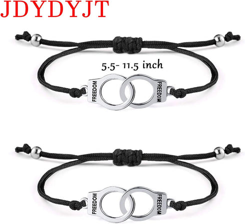 YJT Partners in Crime for 2 Best Friends Handcuff BFF Bracelets Girls Women Friendship Bracelets for Couples, Mom and Daughter 2PC, with 2 Message...