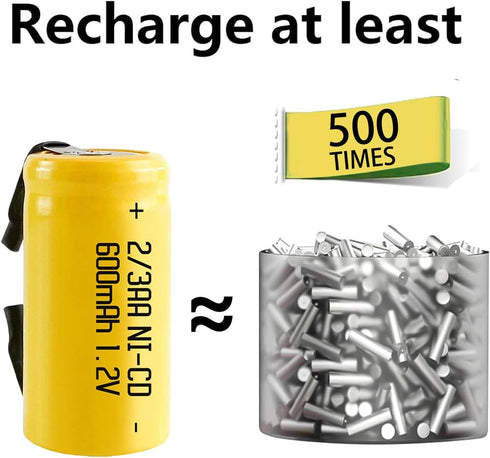AA Ni-Cd 1.2V 2/3AA 600mAh Rechargeable Battery - 12pcs yellow...