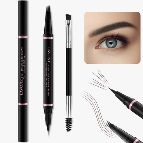 Eyebrow Pencil,2-in-1 Waterproof Eyebrow Pen with 4 Tip Brow Pen and Ultra-Precise Brow Pencil,with Dual-ended Eyebrow Brush,Eyebrow Makeup for Na...