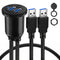 BATIGE Alloy Dual Port USB 3.0 Car Dashboard Flush Mount Cable, Male to Female with LED Indicator Extension Cable for Car Truck Boat Motorcycle Da...
