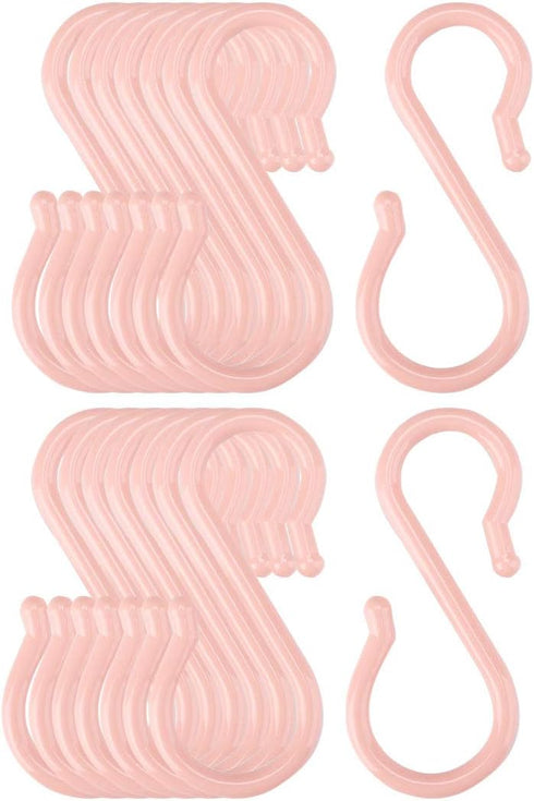 uxcell 16 Pack S Shaped Hooks Plastic Hanger for Kitchen Bathroom Closet Holder Pots and Pans Cups Utensils Coats Towels Hanging Pink...