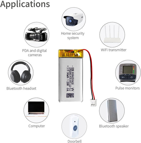 EEMB Lithium Polymer Battery 3.7V 340mAh 502040 Lipo Rechargeable Battery Pack with Wire JST Connector for Speaker and Wireless Device- Confirm De...