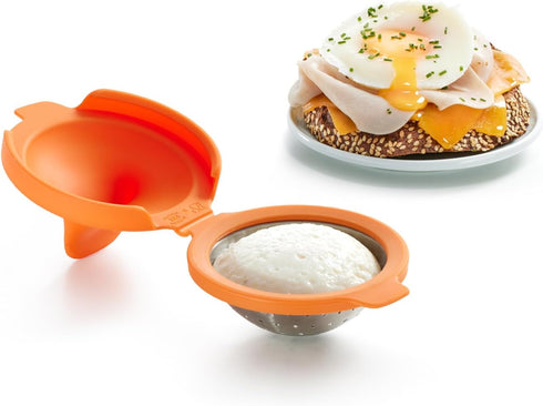 Lekue Poached Egg Maker/Poached Egg Cooker Set of 2, Orange...