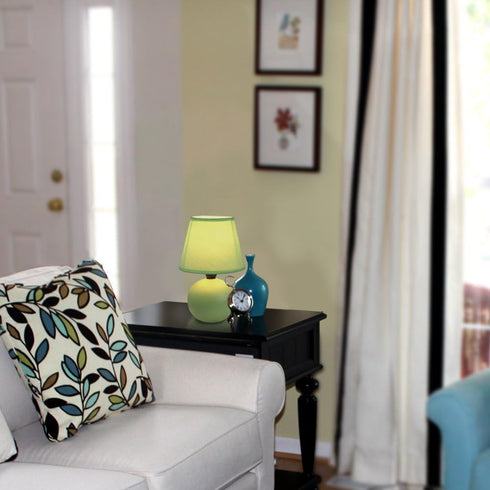 Simple Designs LT2008-GRN Mini Ceramic Globe Matching Fabric Shade Table Lamp, Green...