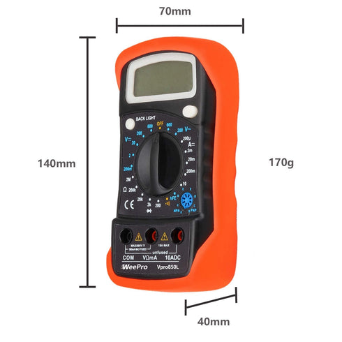 Vpro850L Digital Multimeter DC AC Voltmeter, Ohm Volt Amp Test Meter, Electric Tester Ohmmeter with Diode and Continuity Detector, Backlit Display...