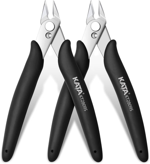 KATA 2-Pack Stainless Steel Flush Cutters Pliers, Micro Wire Cutters, Precision Electronics Side Cutting Pliers for Electronics, Jewelry Making, Z...