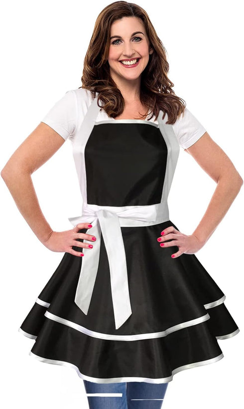 Violet Mist Retro Aprons for Women Cute 50s Vintage Black Lady apron Cake Cooking Sexy Lacy White French Maid Funny Apron Halloween Christmas Apro...