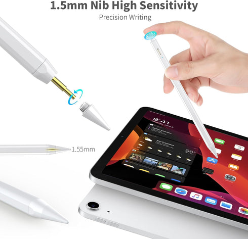 Stylus Pen for iPad Pencil 2.5X Faster Charging Low Latency Compatible with (2018-2025) Apple iPad 11-inch (A16)/10.2-Inch, Air 11-inch M3/M2/4/5t...