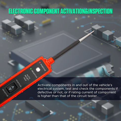 Power Circuit Probe Tester 6V-24V DC Test Light Short Circuit Tester Component Activation Electrical Tester Polarity Identify Continuity Tester wi...